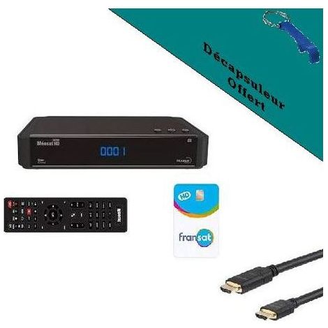 ASTON Récepteur TV satellite HD Connect + Carte Viacess Fransat PC6 + Câble HDMI HD ME