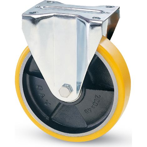 Avo RUOTA FISSA PER CARRELLI POLIURETANO art.22A mm.150-piastra mm.100x85