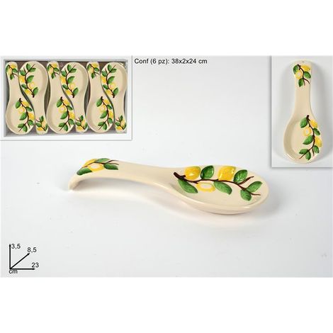 Poggiamestolo da Cucina in Ceramica Decoro Limoni 23 x 8,5 x 3,5 cm (1/2)