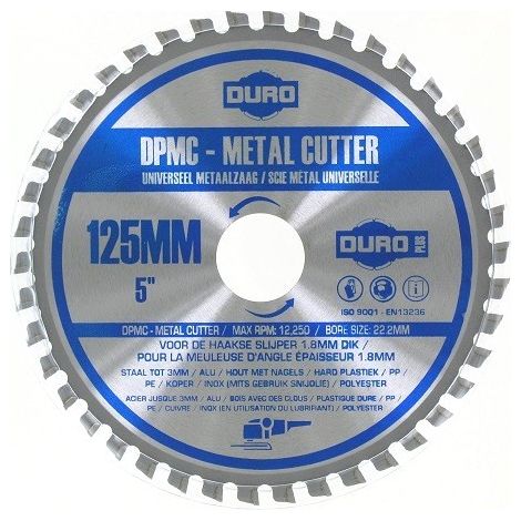 Disque à lamelles pour meuleuse 125 mm – Carbure pour acier, aluminium et bois avec clous – Coupe nette sans éclat – Livré sous blister – Duro