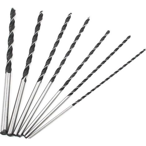 Foret hélicoïdal Extra long 300mm, ensemble d'outils de 7 pièces en acier trempé à haute teneur en carbone 4-10mm pour le perçage du bois (1/3)