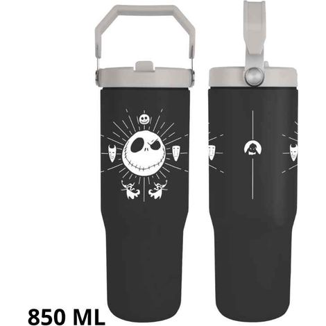 Nightmare Before Christmas (Spooky) - Jarra de 850 ml con asa y tapa, con licencia oficial de Disney, jarra de hidratación premium para fanáticos de Halloween, uso diario, gimnasio y aventuras al aire