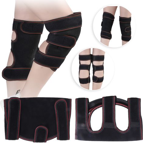 Magnetische, beheizbare Kniebandage mit Kniescheibenunterstützung und Gelenkstabilisierung – Schwarz, Einheitsgröße (1/5)
