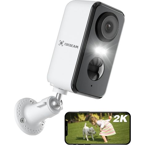 2K Camera Surveillance WiFi Exterieure sans Fil Batterie, Caméra de Surveillance Extérieur/Intérieur avec Détection Vision Nocturne Couleur Stockage Audio Bidirectionnel (1/5)