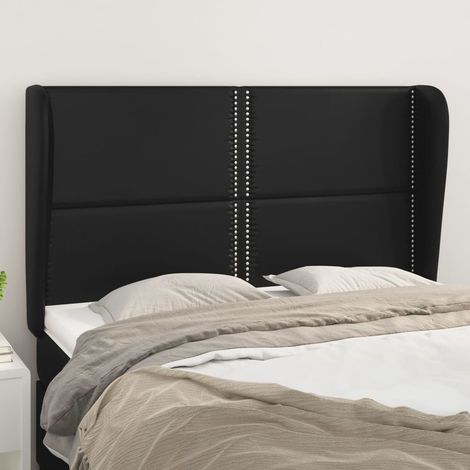 vidaXL Tête de lit avec oreilles Noir 147x23x118/128 cm Similicuir (1/5)