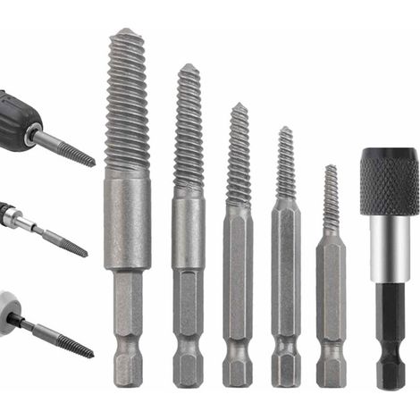Kit estrattore viti, kit estrattore viti in acciaio al cromo-molibdeno da 6 pezzi, accessori per trapano resistenti all'usura per estrattori di viti rotte per operai, kit estrattore domestico