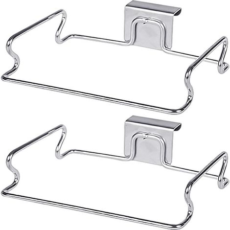 Lot de 2 étagères de support pour sacs poubelle en acier inoxydable - Support de sac poubelle suspendu - Étagère de rangement pour sacs en plastique - Accessoires d'organisation de cuisine pour (1/5)