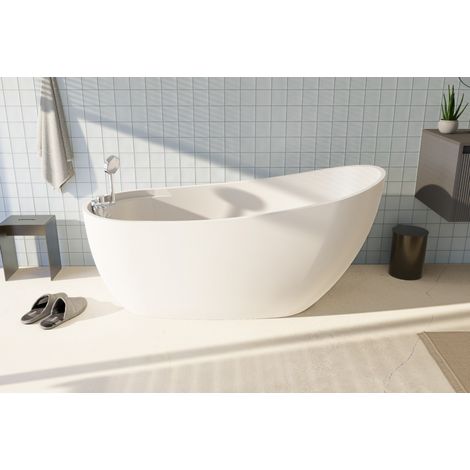 Baignoire ilot autoportante BALI 170x75 cm avec robinetterie intégrée (1/5)