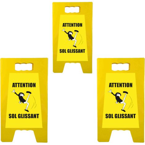 Chevalet de signalisation "ATTENTION SOL GLISSANT" de dimensions 55 x 31 cm - Lot de 3 (1/5)