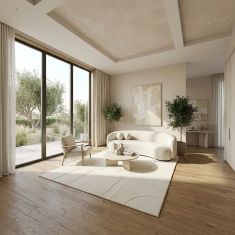 Tapis en laine SantoriniSky - Tapis en laine - 180x120cm, Rectangular - 100% Laine vierge - Tufté main - Blanc