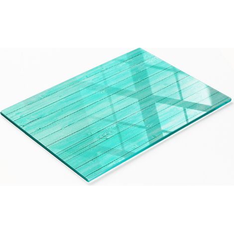 Tabla de cortar de cristal para cocina con estampado de tablas verdes, 80x52 cm. (1/5)