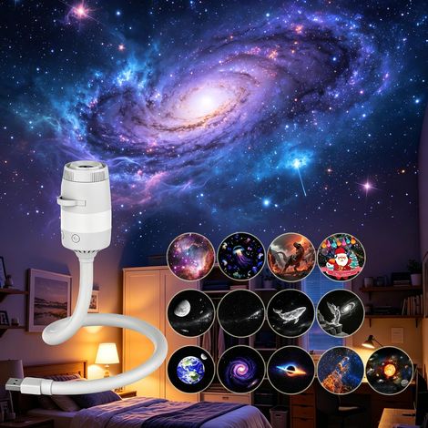 Luce notturna con proiettore stellare, alimentazione USB con rotazione di 360°, lampada di proiezione per auto e camera da letto, per bambini e adulti (1/5)