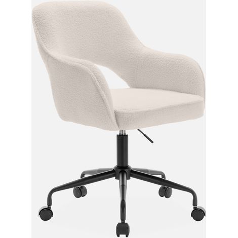 Silla de oficina con ruedas en borreguito y base negra