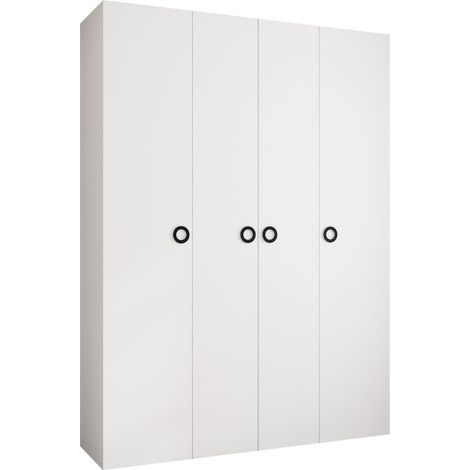 Armario Hartford 554, Blanco, 246x180x52cm, Puertas de armario: Con bisagras, Número de estantes: 12 (1/5)