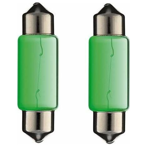 2x ampoule 12V 5W navette SV8.5 36mm vert voiture moto intérieur (1/2)
