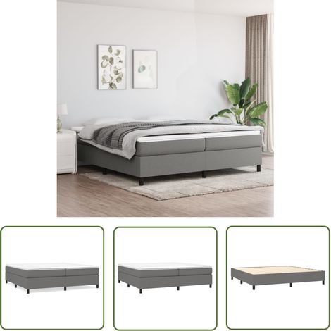 The Living Store Cadre de lit sans matelas gris foncé 200x200 cm tissu - Cadre De Lit - Lit Double - Literie - Meuble Chambre - Design Moderne (1/5)