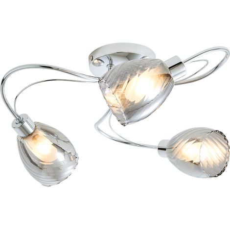 Litecraft Cora Flush Ceiling Light Tangle Bathroom IP44 3 Arm - Polished Chrome