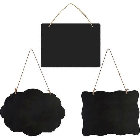 Lot de 3 mini tableaux d'affichage double face en bois, petits tableaux noirs pour la maison, le restaurant ou le bureau (noir) (1/5)