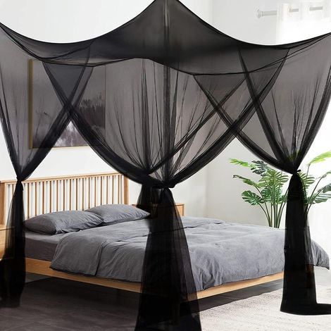 JSSEVN - Mosquito Net for Bed, 4 Corner Curtains for Canopy Bed, Large Mosquito Net for Bedroom, Princess Decoration (1/5)