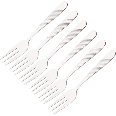 (Argent, 6 pièces) Fourchettes à thé, couverts en acier inoxydable