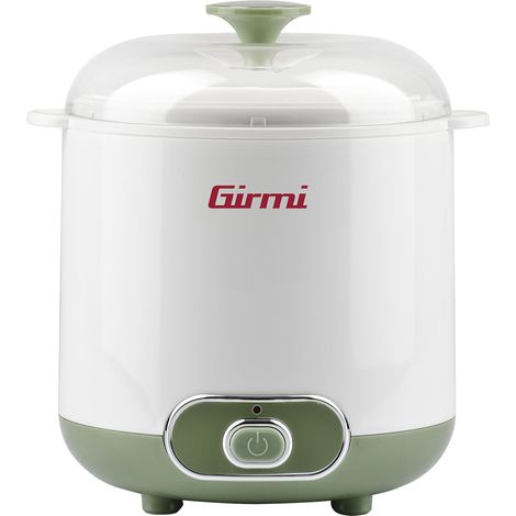 Girmi YG02, Yogurtiera Elettrica con Accessori per Yogurt Greco, Capacità Totale 1,5 litri, 2 Contenitori per utilizzo continuo, Coperchio trasparente con maniglia, Bianco/Verde (1/5)