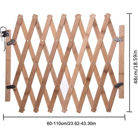 Barrière pour animaux de compagnie rétractable et réglable pour chien, porte coulissante en bois, barrière de sécurité pour chiots et animaux de compagnie d'intérieur. (1/5)