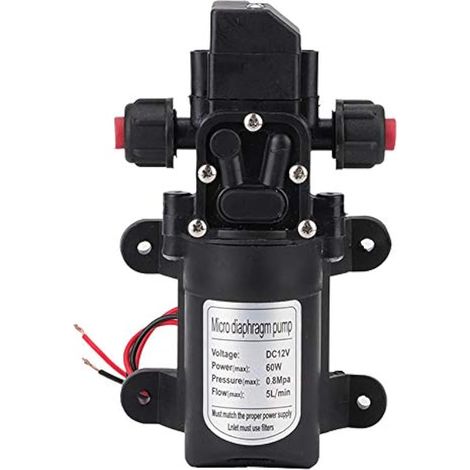 Pompe à eau haute pression, 12 V CC, 116 psi, pompe à microdiaphragme auto-amorçante électrique pour le lavage de voitures, l'irrigation, les camping-cars, les caravanes et les bateaux. (1/5)