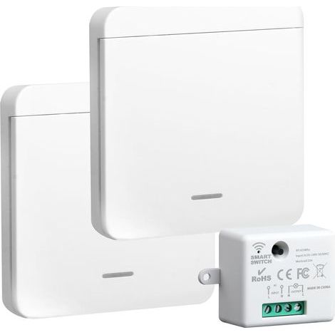 230-V-Funkschalter-Kit 433 MHz RF mit 10-A-Empfänger, kabelloses Lichtschalter-Fernbedienungsset mit 1 Sender und 2 Controllern für Smart Home (1/5)