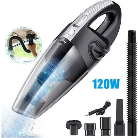 Aspirapolvere portatile Crezuo, aspirapolvere senza fili da 120 W 2200 mAh con filtro HEPA lavabile per rifiuti umidi e secchi e 5 bocchette ricaricabili per casa, ufficio e altro ancora - Crezuo