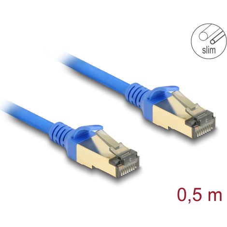 Cable de red RJ45 Cat.8.1 F/FTP Slim 0,5 m azul