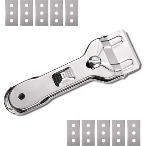 Grattoir en Céramique, un Grattoir de Nettoyage à Double Tranchant avec une lame de Rechange, Utilisé pour enlever les Taches sur les Poêles, le Verre et la Céramique (1/4)