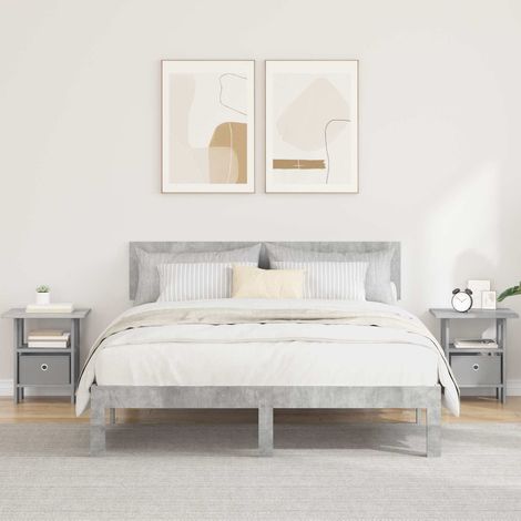 Mesita de Noche con cajón 2 pcs Gris Concreto 41 x 40 x 45 cm