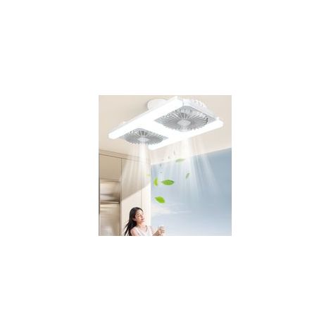 Ventilateur de plafond silencieux avec éclairage LED – 60 W, culot E27, angle réglable, intensité variable, minuterie – Pour espaces de 10 à 30 m²