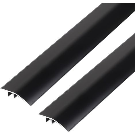 2 x Barre de Seuil Rattrapage de Niveau Seuil de Porte 0.9m43mm Bande de Transition de Sol Aluminium Réducteurs de Seuil Noir Barre de Seuil Large Bande de Seuil pour Rampe de Seuil 5-12mm (1/5)