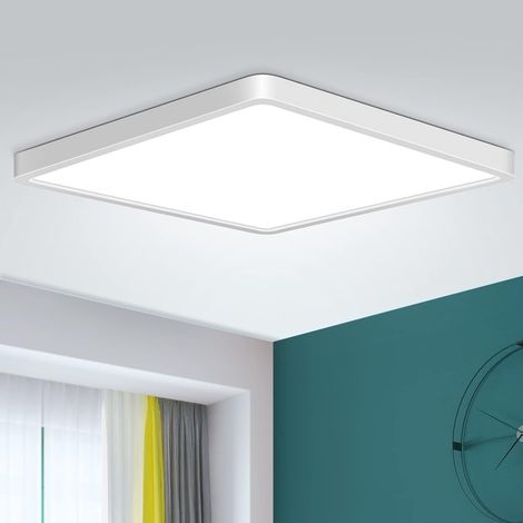 Plafonnier LED, carré, 24 W 5000 K 2400 lm, éclairage LED pour salle de bain, chambre, salon, cuisine, sous-sol, balcon, ultra-fin, Ø 29 x H 2,5 cm (1/5)