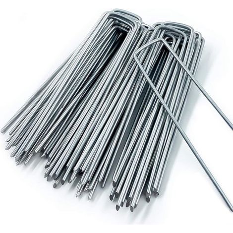 Estacas de acero inoxidable para fijar tela antihierbas, lámina antihierbas o para acampar. 200 x 40 mm, Ø 2,5 mm, 50 unidades. (1/5)