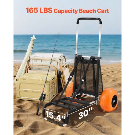 Chariot de Plage avec Grandes Roues en Mousse 30,5 cm, Chariot de Transport 76x39 cm, Capacité de Charge 75 kg, Hauteur Réglable de… (1/5)