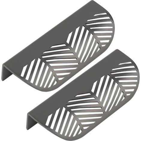 Tirador de armario con forma de hoja, tirador de borde, 117 mm de largo (gris oscuro) (1/4)