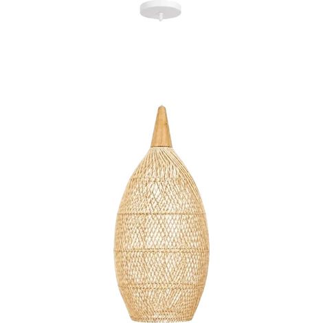 Suspension, Design en Rotin Tressé à la Main, Câble Réglable, D35xH70CM, Pas d'ampoule (1/2)