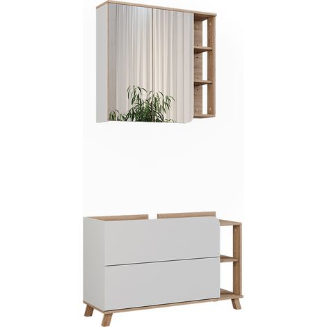 Meubles bain Karen, Sonoma/blanc, 2 pièces, Vicco (1/5)