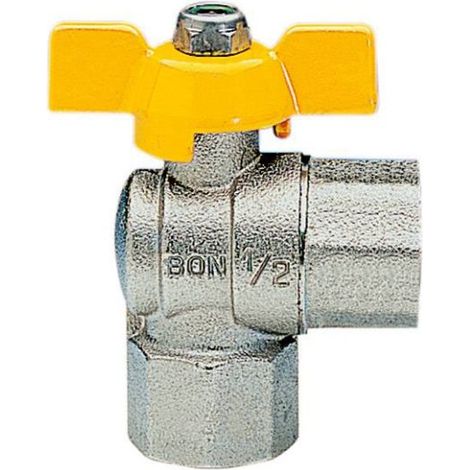 Valvola arresto a sfera in ottone a squadra con farfalla per gas femmina femmina 3/4" ENOLGAS