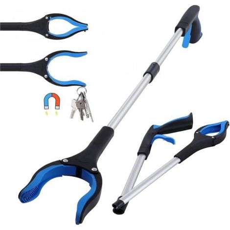 Pince Ramasse Objet 81cm, Pince Telescopique avec Crochet Magnétique,Pince pour ramasser sans se baisser, Pliable Rotative (1/3)
