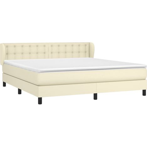 Boxspringbett mit Matratze Creme 180x200 cm Kunstleder vidaXL