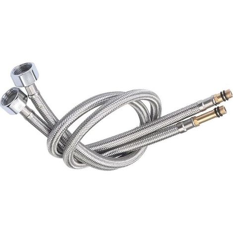Tuyau flexible tressé haute pression en acier inoxydable 304 – Tuyau antidéflagrant de 60 cm pour chauffe-eau, éviers et robinets avec raccord 1/2". (1/4)