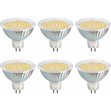 Bombilla LED GU5.3 de 12 V, 3 W, blanco frío 6000 K, Ø50 mm, 120 grados, GU5.3 equivalente a 35 W y 50 W, 500 LM, CA/CC 12 V, foco LED MR16 GU5.3 para cocina, baño y armario, no regulable, paquete de  (1/4)