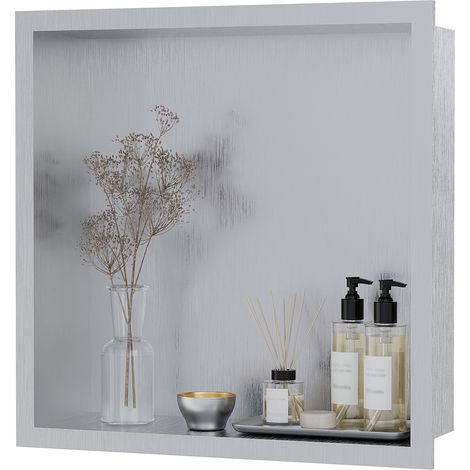 Niche de douche encastrée en acier inoxydable 304 – Étagère peinture muralee salle de bain compacte – Résistante à la rouille, montage facile, finition brossée – 12x12 pouces, une grille – 1212” singl (1/5)