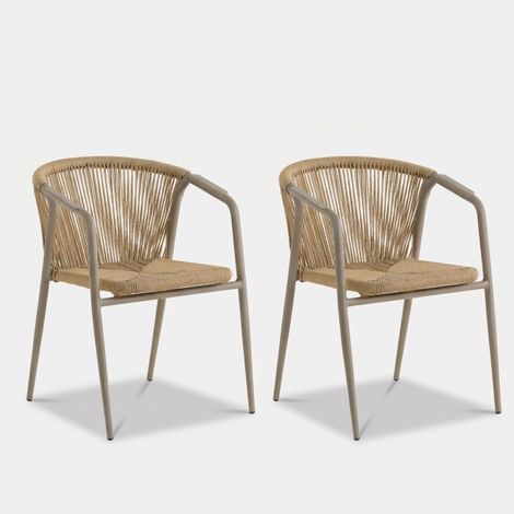 2er Set gepolsterte Esszimmerstühle aus Stoff und Metall Aldo - Beige (1/5)
