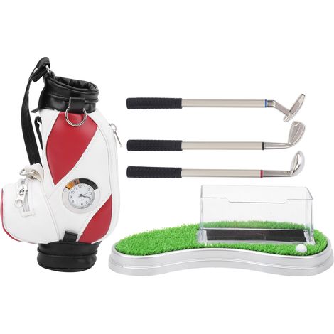 Porte-stylo de sac de golf avec étui à carte horloge, kit de décoration de bureau pour fans de golf (1/5)