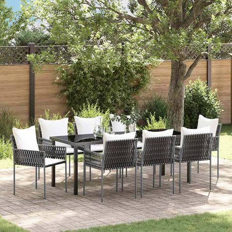 Garten Essgruppe 9 pcs Braun und Schwarz PE-Rattan (1/5)