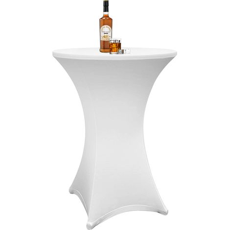 Randaco Elastische Stehtischhusse Ø 70×110 cm, Weiß – Stretch Bistrotisch Husse für Hochzeit & Messe